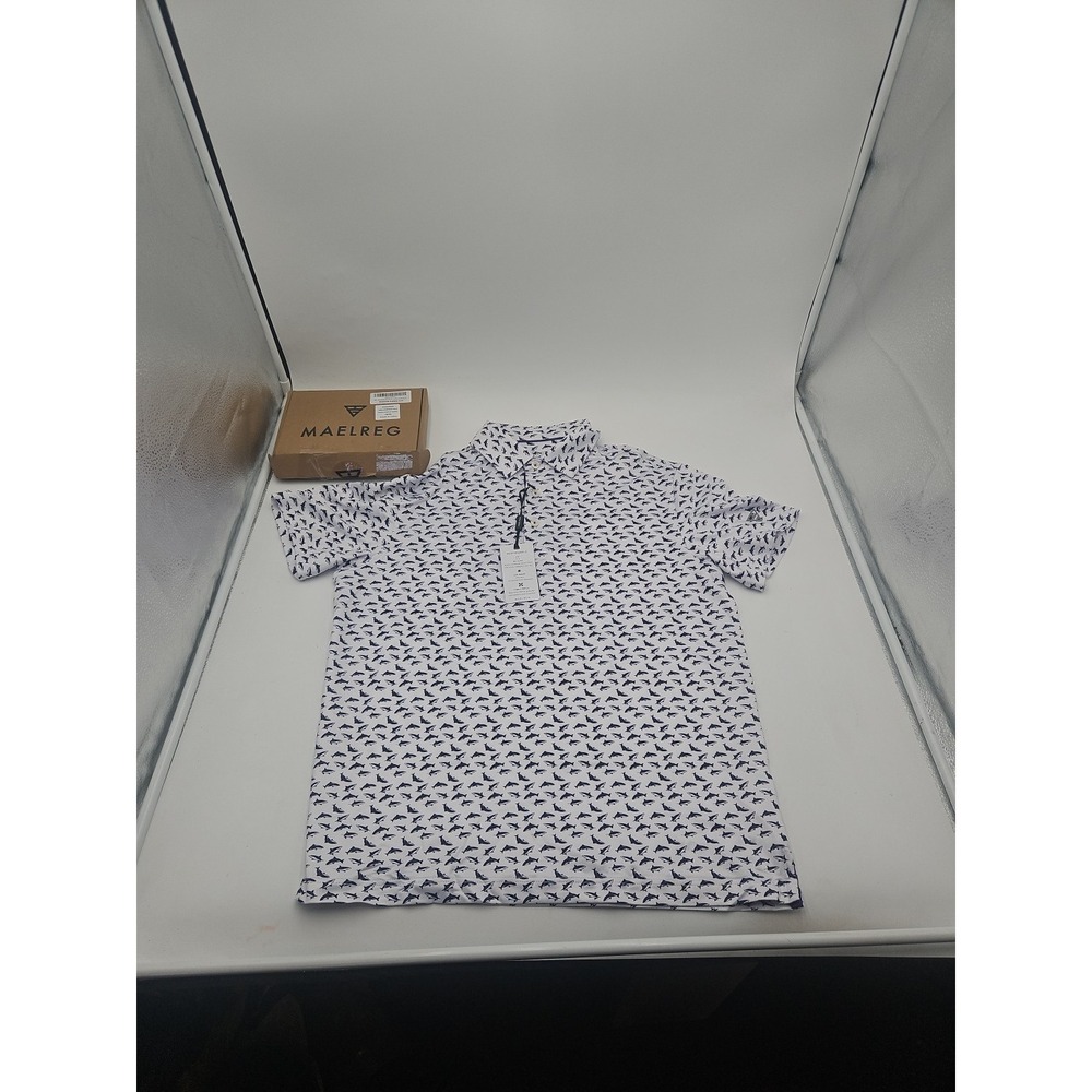 maelreg performance polo boys white purple shark size 18/20  Brand New